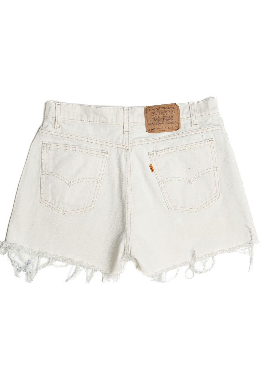 Vintage Levi's 550 Orange Tab Ivory Denim Cutoff Shorts