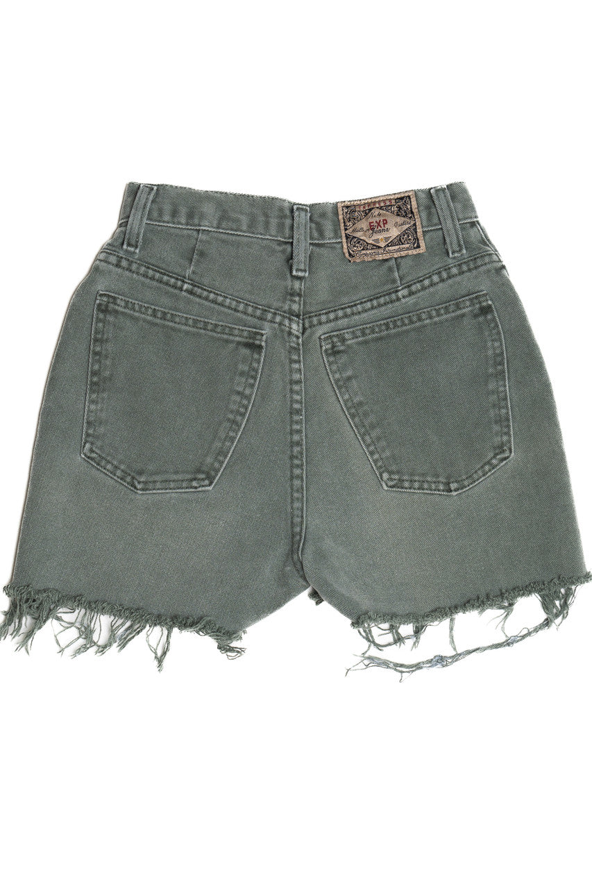 Vintage Express Olive Denim Cutoff Shorts