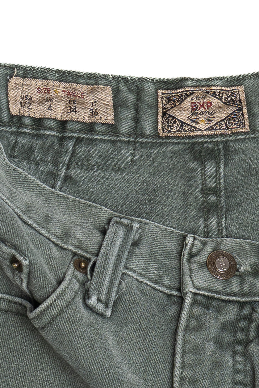 Vintage Express Olive Denim Cutoff Shorts