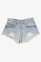 Vintage Studded Distressed Levi's 501 Cut Off Denim Shorts (1990s)