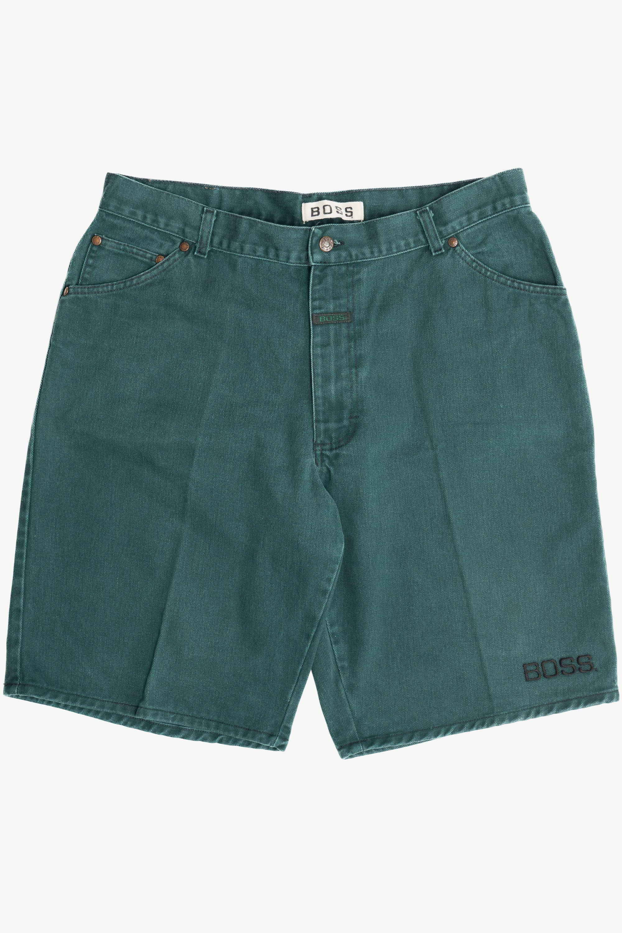 Vintage Boss Embroidered Logo Denim Shorts (1990s)