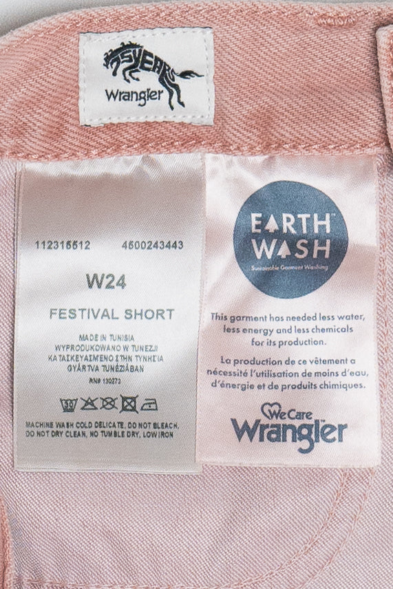 Wrangler Pink Earth Wash Festival Denim Shorts (2020s)