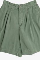 Vintage Sage Green Pleated High Waisted Shorts (1990s)