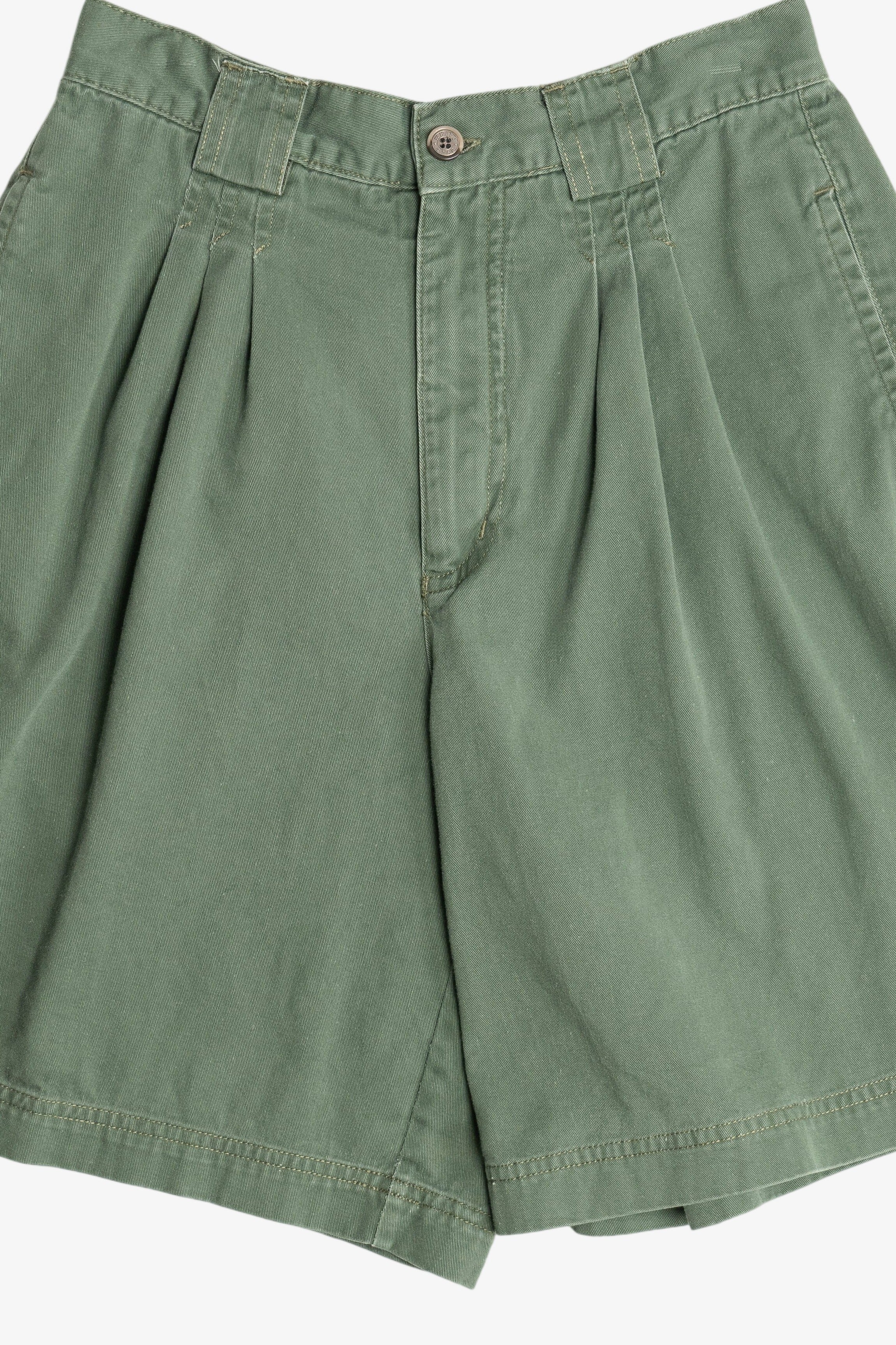Vintage Sage Green Pleated High Waisted Shorts (1990s)