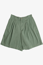 Vintage Sage Green Pleated High Waisted Shorts (1990s)