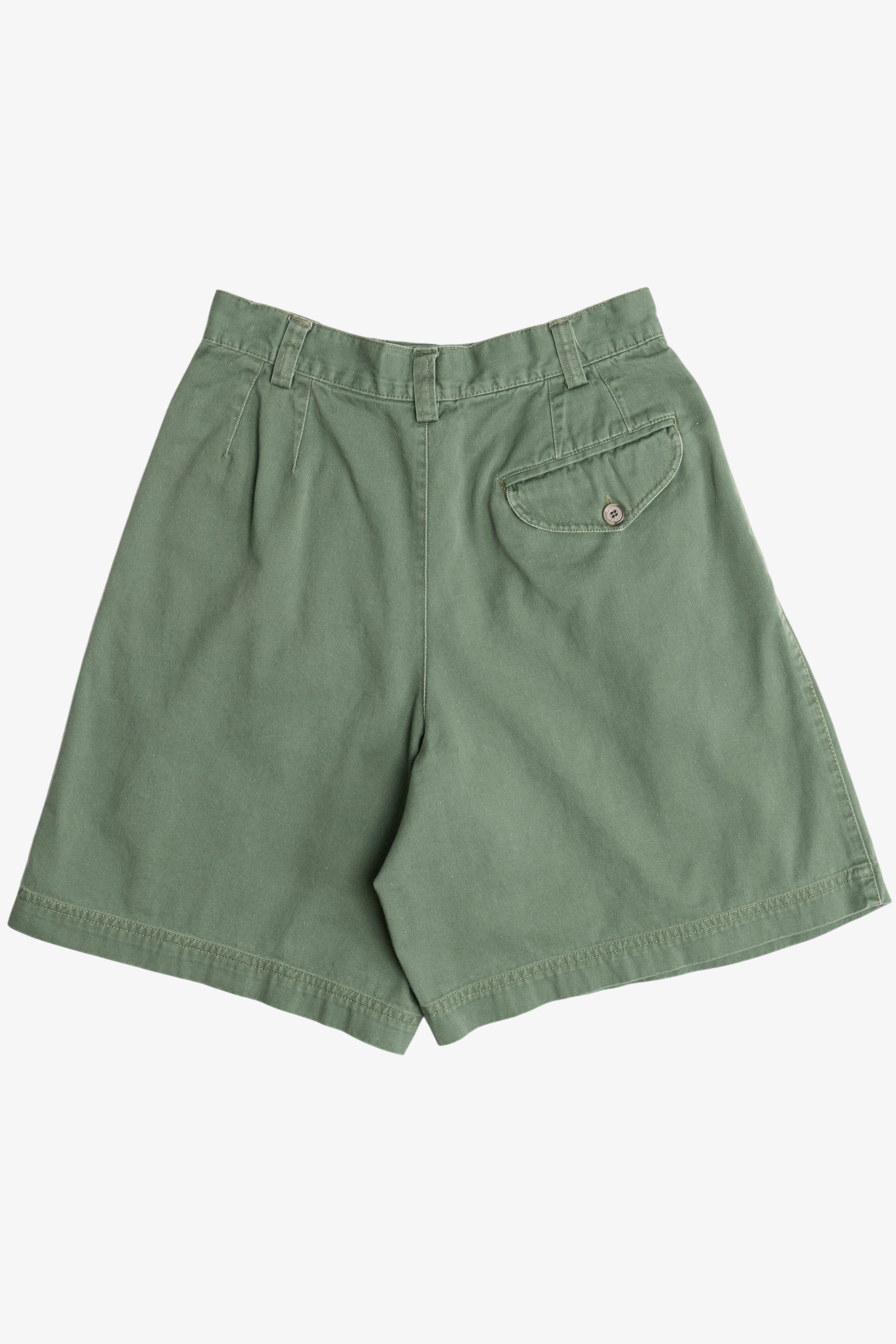Vintage Sage Green Pleated High Waisted Shorts (1990s)