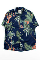 Vintage Navy Palms Silk Shirt