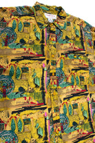 Vintage Golden Abstract Still Life Silk Shirt