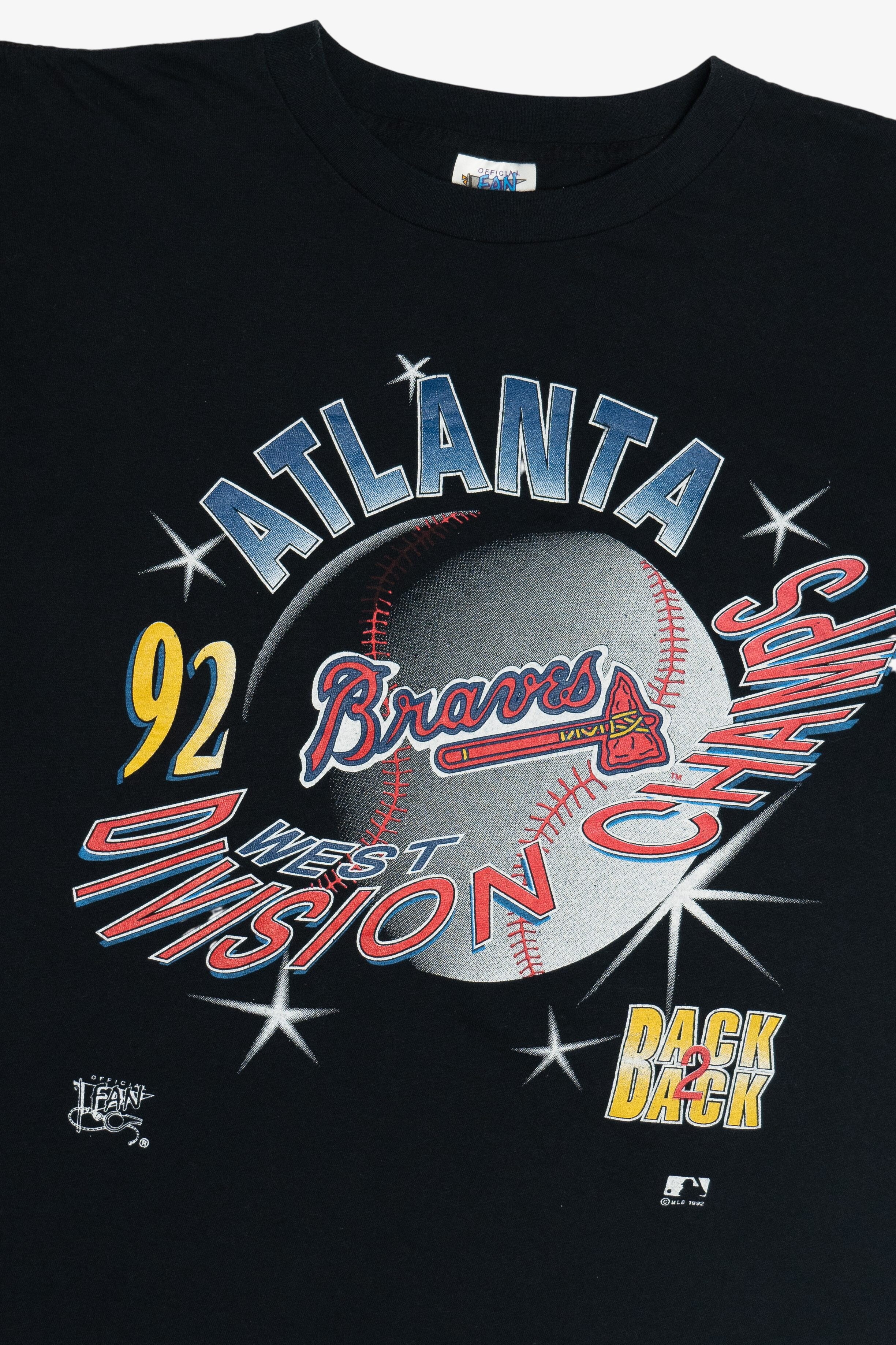 Vintage Atlanta Braves 1992 Back 2 Division Champs T-Shirt (1990s)
