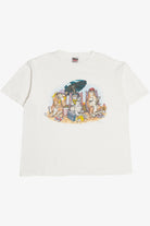 Vintage Cats & Kittens On The Beach Front/Back Print Single Stitch T-Shirt (1990s)