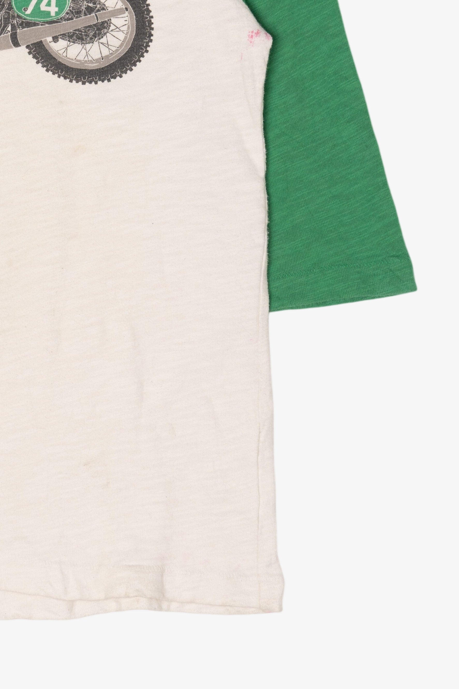 Vintage Green Gap Kids Motorcycle #74 Single Stitch T-Shirt (1990s)