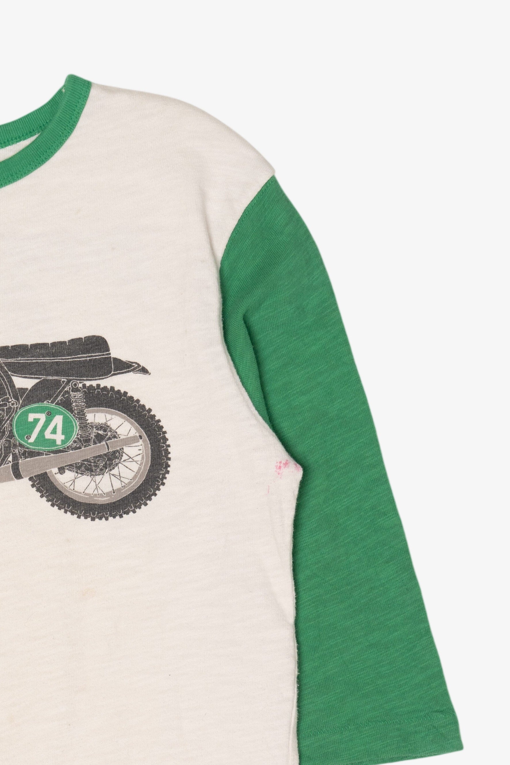 Vintage Green Gap Kids Motorcycle #74 Single Stitch T-Shirt (1990s)