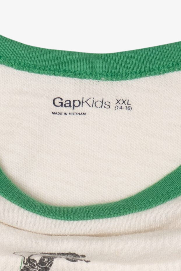 Vintage Green Gap Kids Motorcycle #74 Single Stitch T-Shirt (1990s)