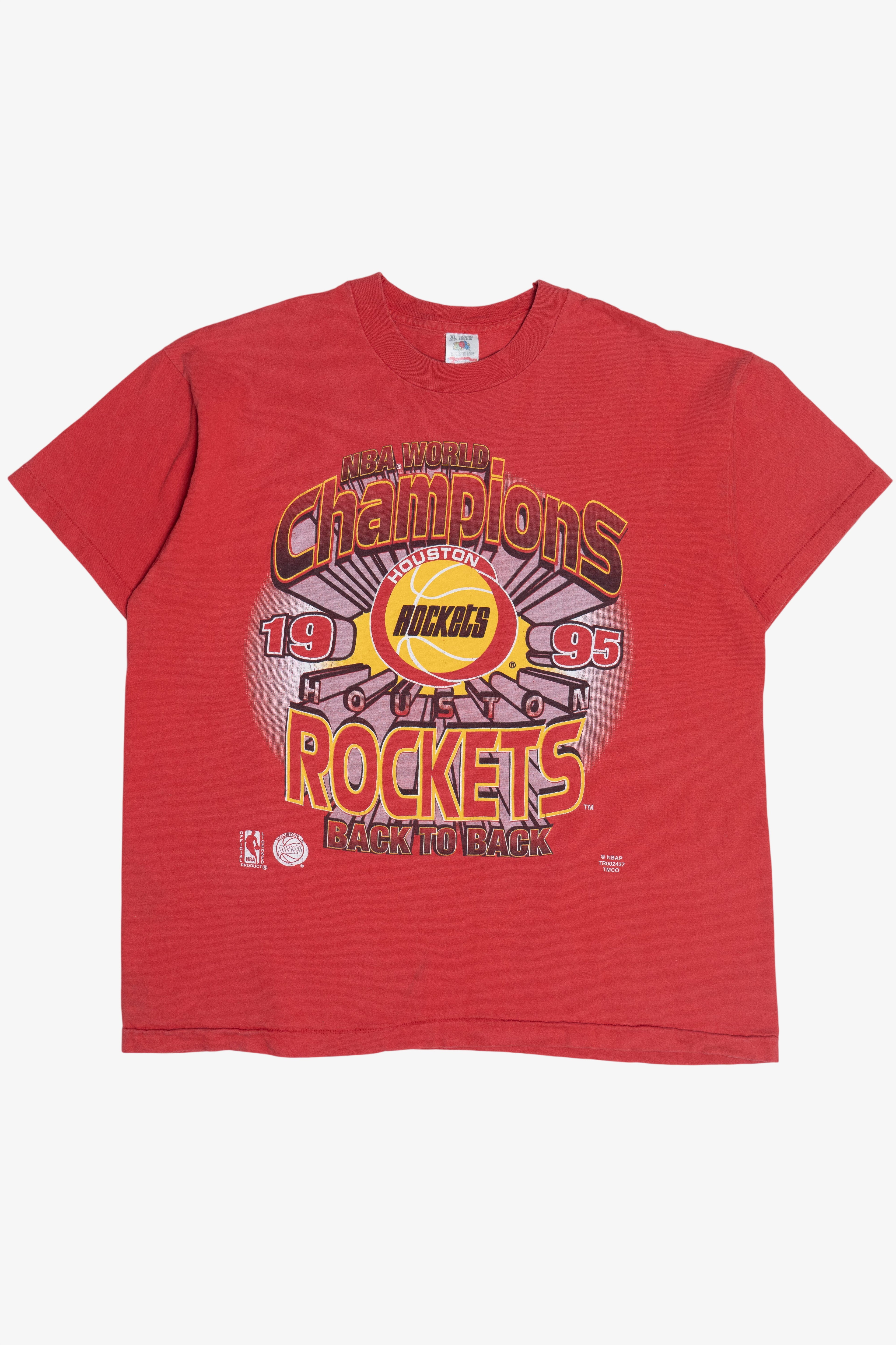 Vintage 1995 NBA Champions Houston Rockets "Back To Back" Single Stitch T-Shirt (1990s)