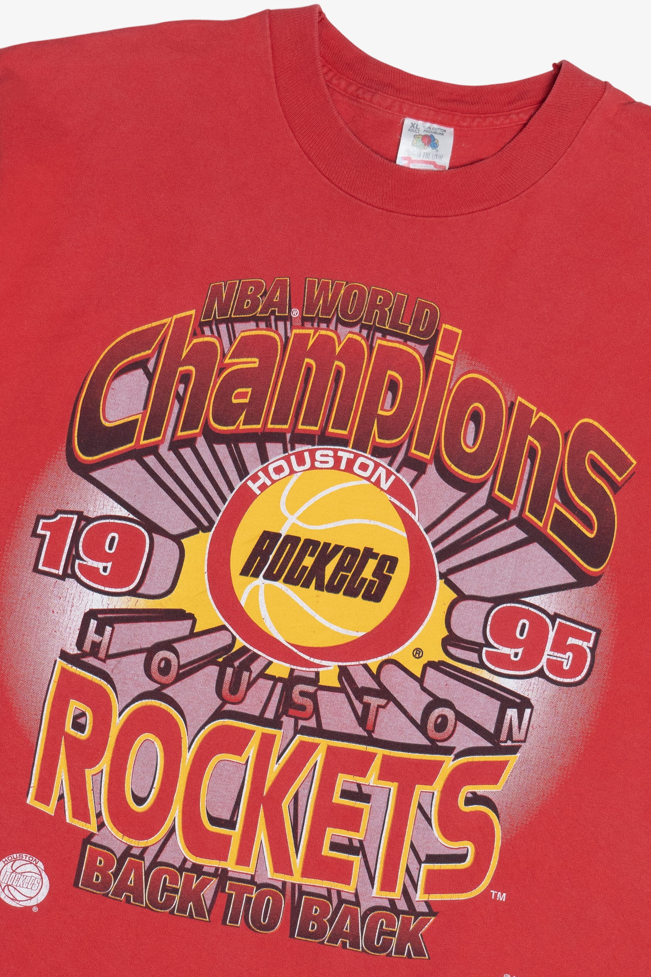 Vintage 1995 NBA Champions Houston Rockets "Back To Back" Single Stitch T-Shirt (1990s)