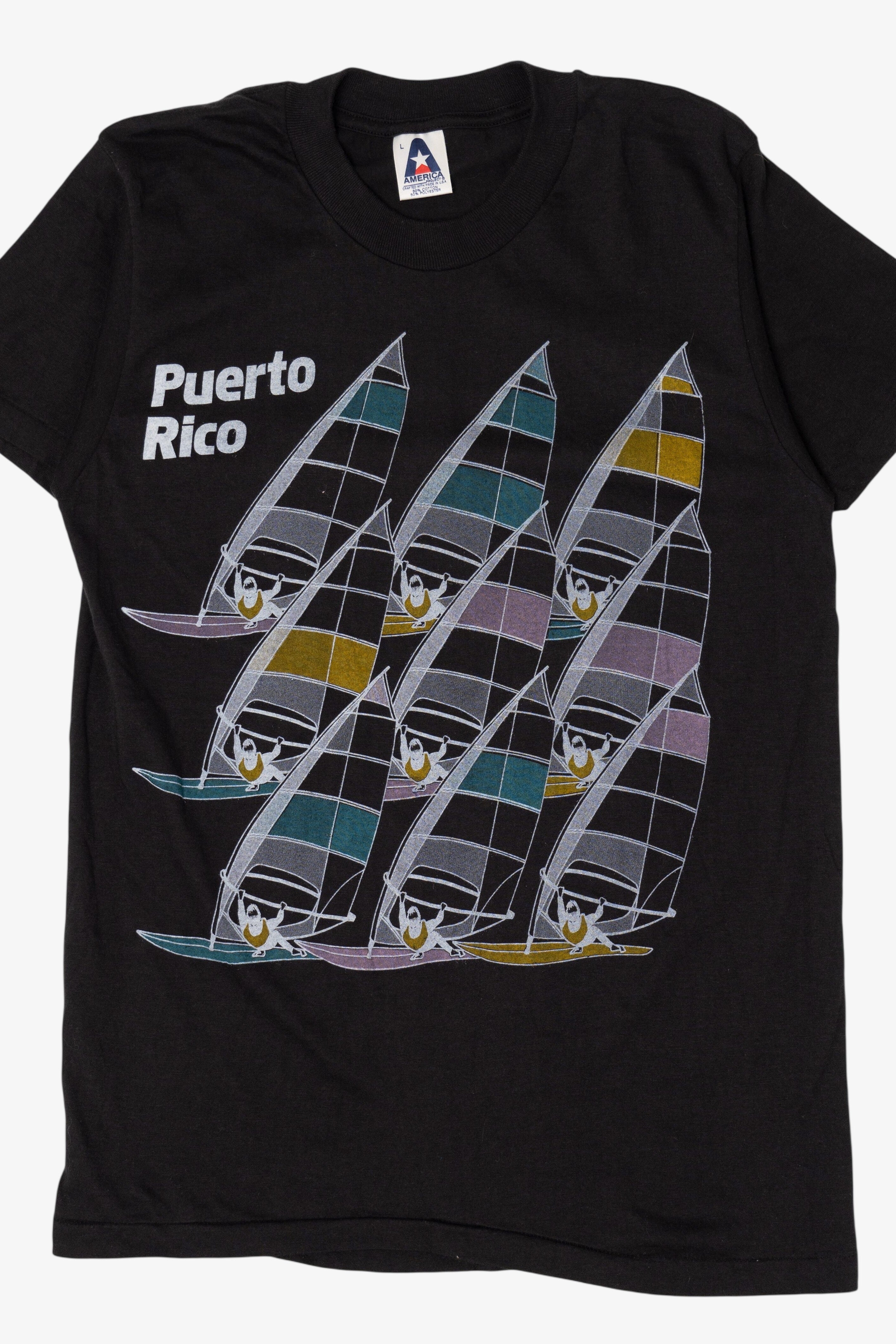 Vintage Puerto Rico Sailboats Single Stitch T-Shirt (1990s)