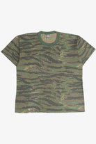 Vintage Tiger Stripe Camo Ringer Neck Single Stitch T-Shirt (1990s)