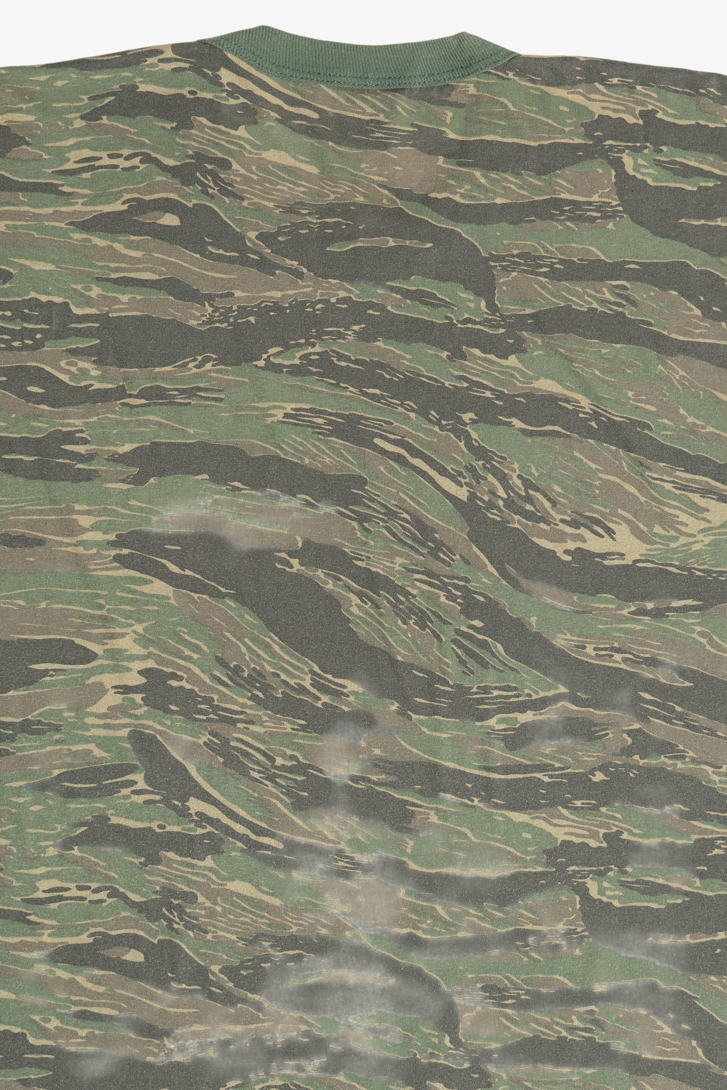 Vintage Tiger Stripe Camo Ringer Neck Single Stitch T-Shirt (1990s)