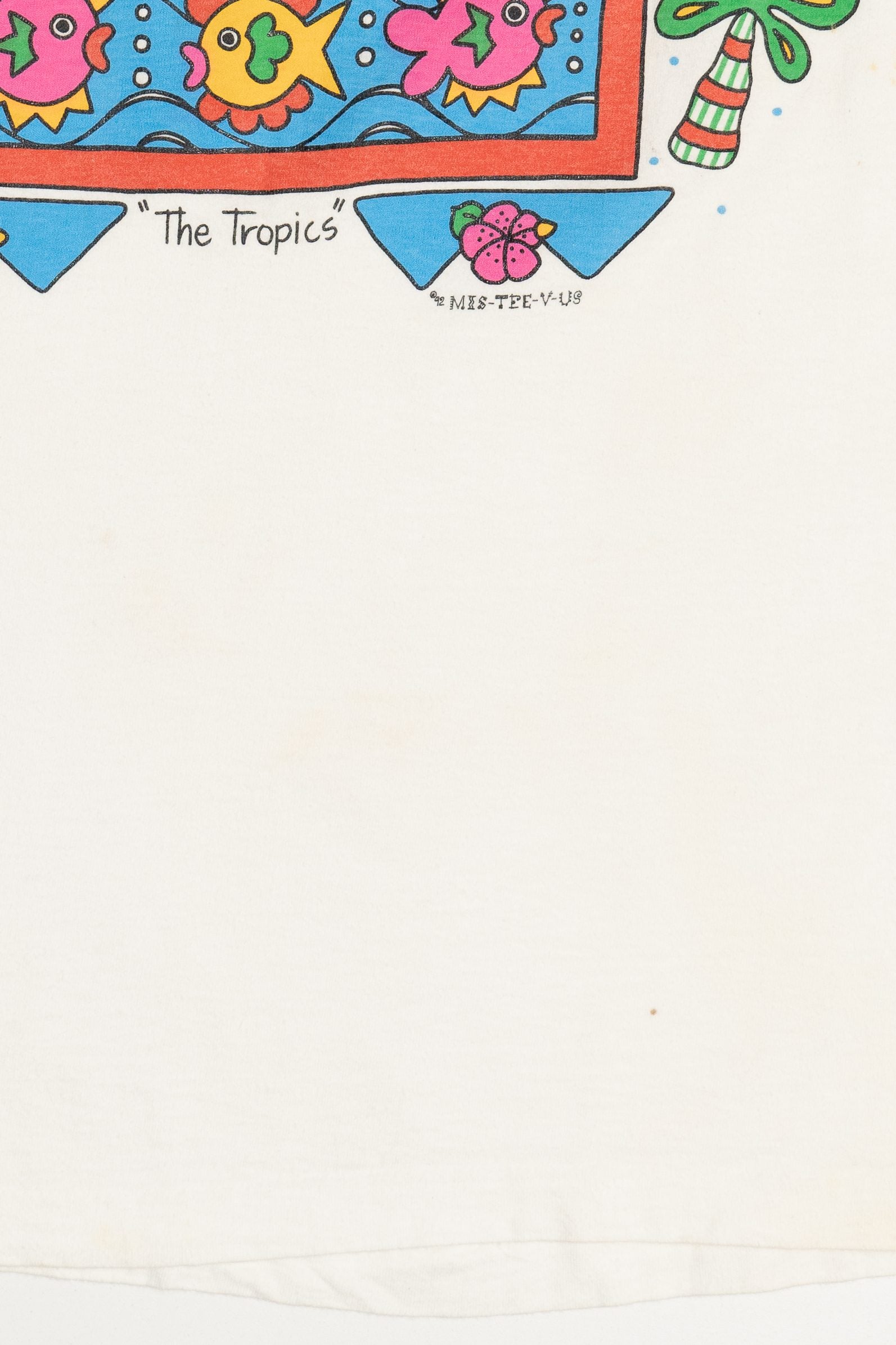 Vintage "The Tropics" Beach Illustration Alore Single Stitch T-Shirt (1990s)