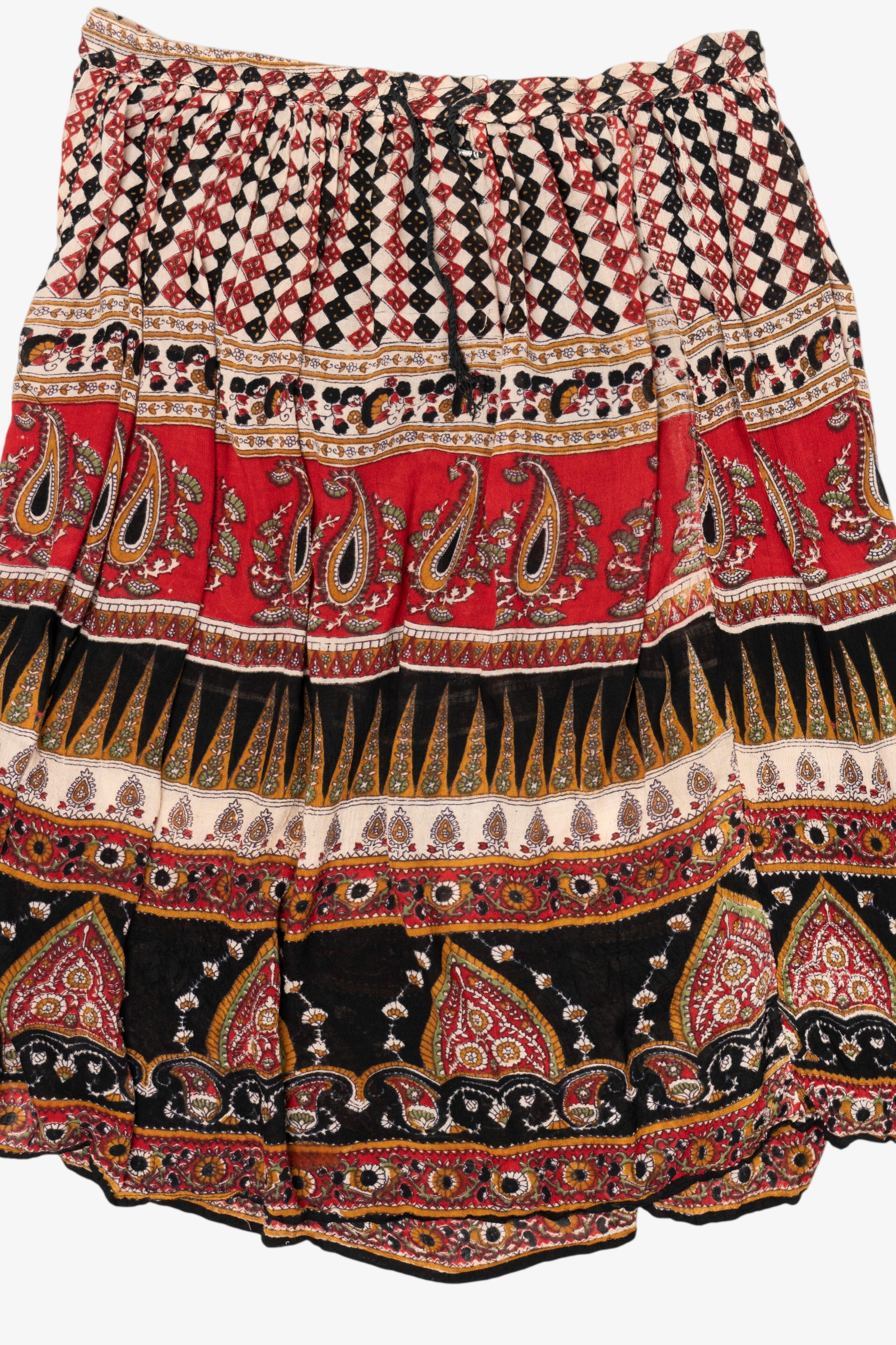 Vintage Red And Black Cotton Charm Skirt (1990s)