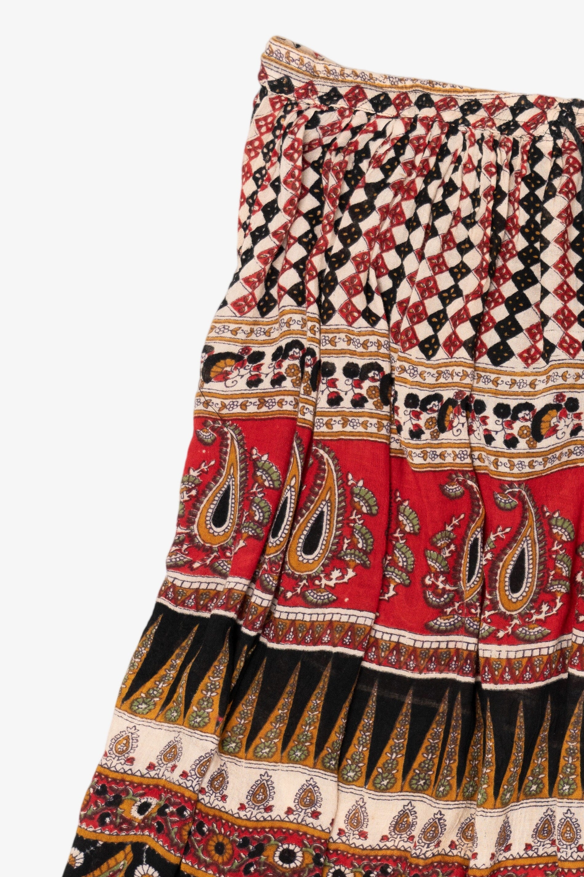 Vintage Red And Black Cotton Charm Skirt (1990s)