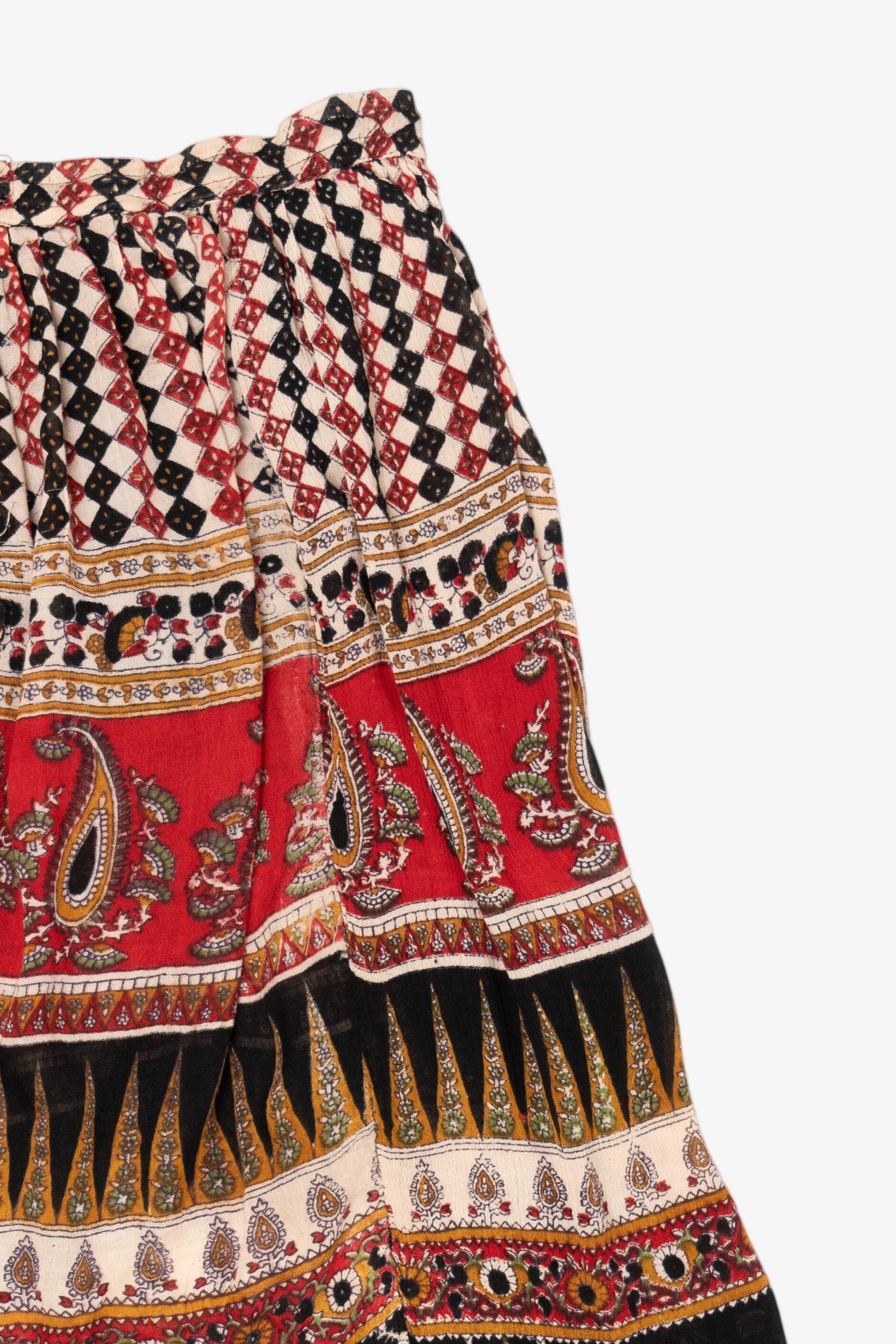Vintage Red And Black Cotton Charm Skirt (1990s)