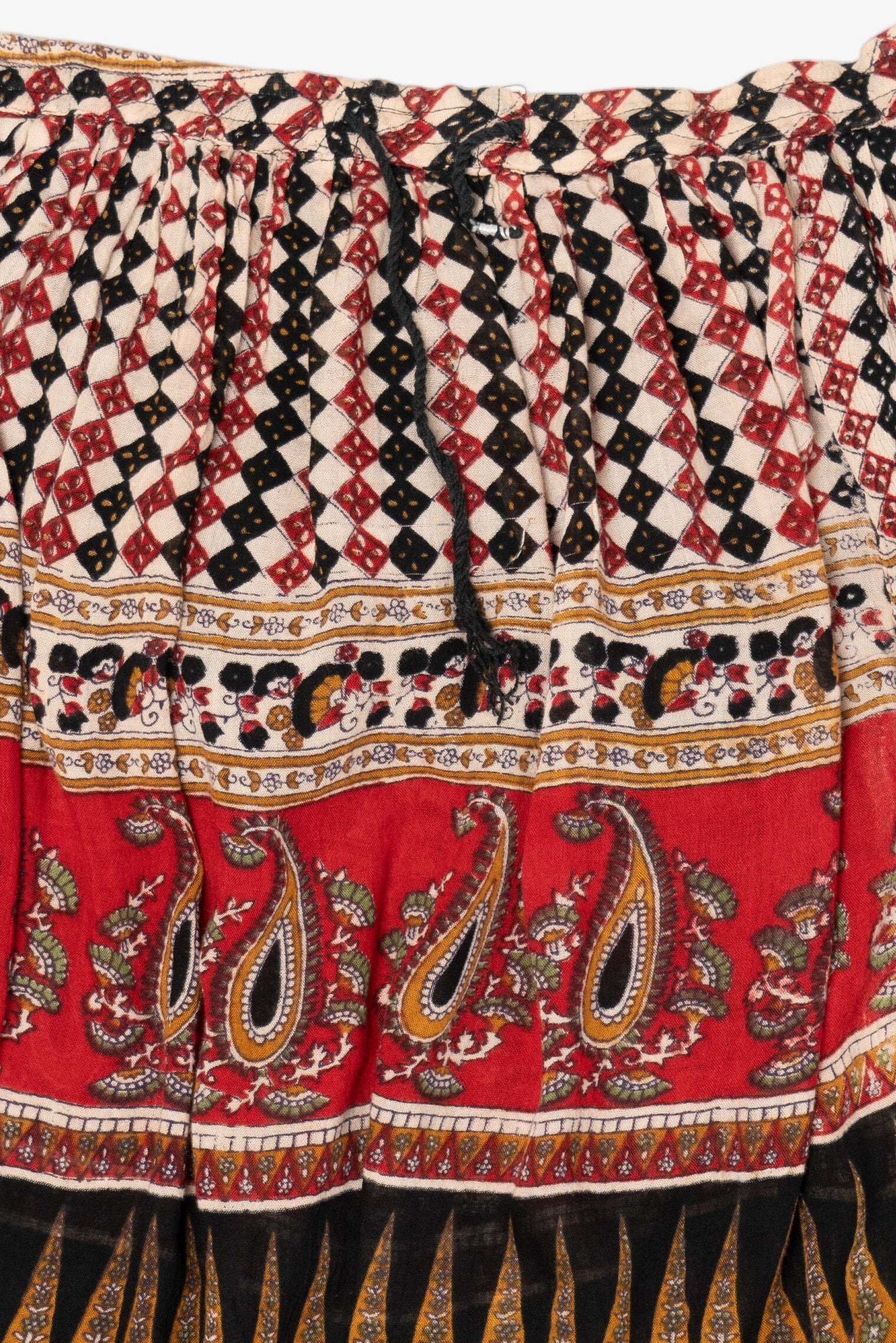 Vintage Red And Black Cotton Charm Skirt (1990s)