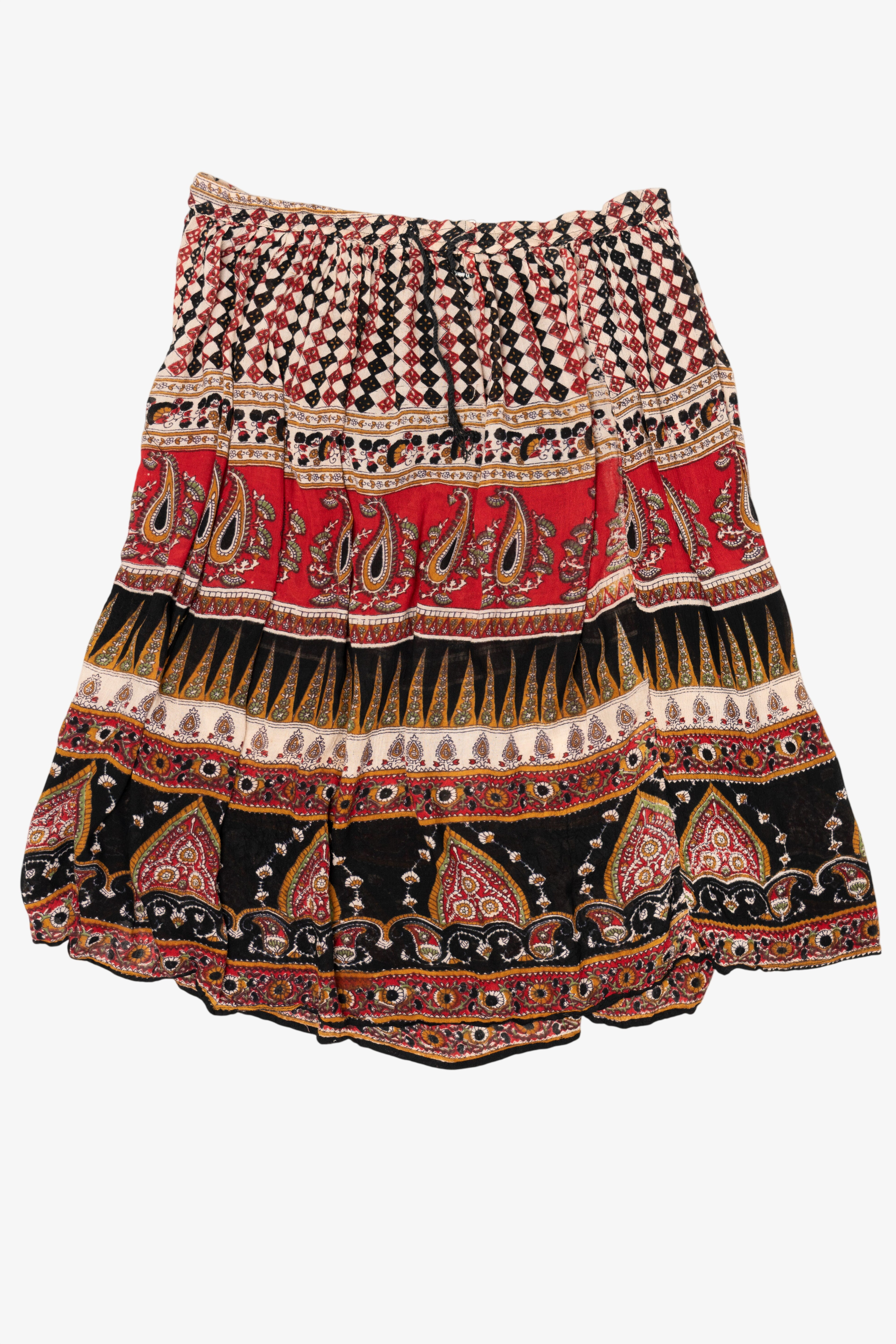 Vintage Red And Black Cotton Charm Skirt (1990s)