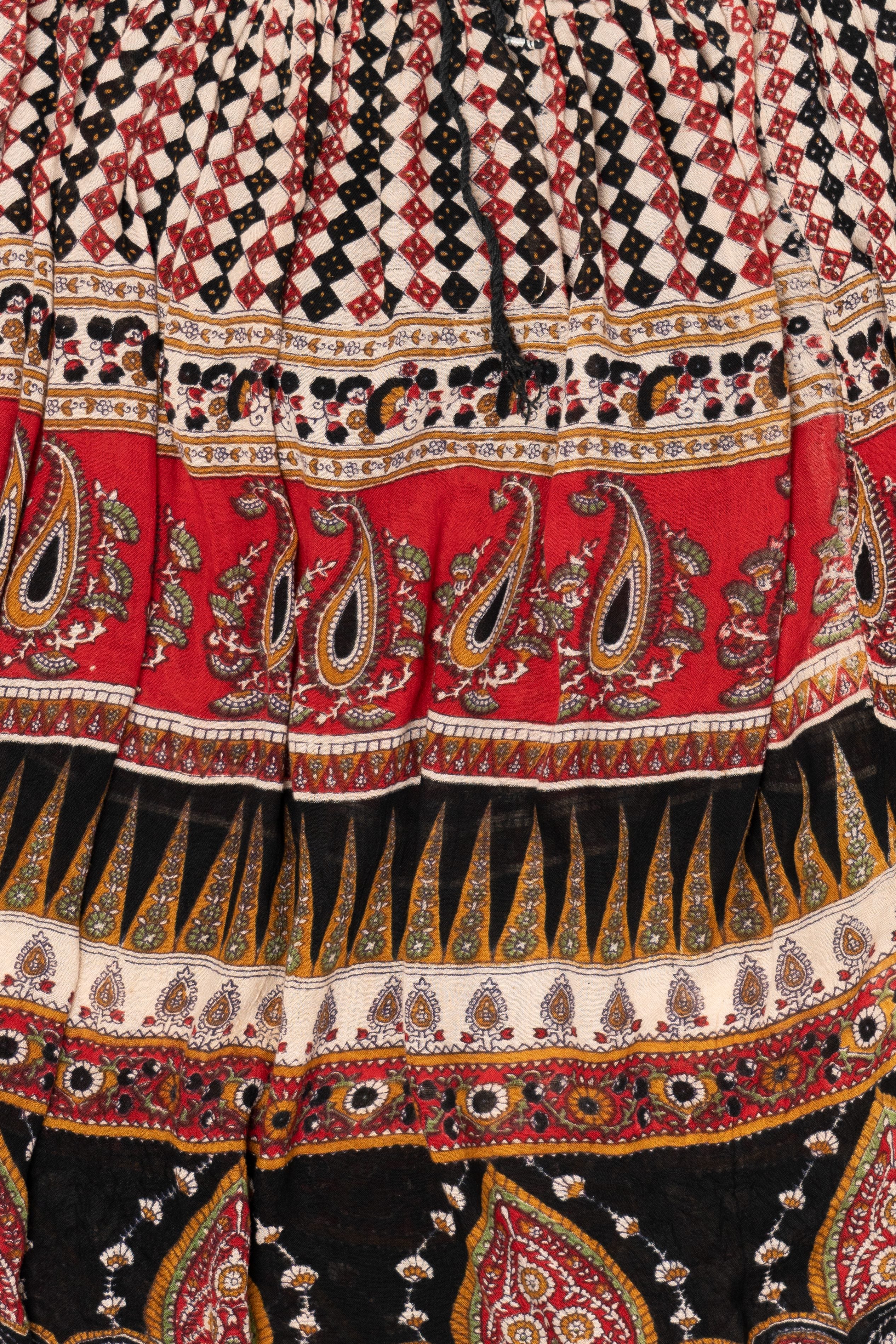 Vintage Red And Black Cotton Charm Skirt (1990s)