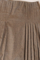 Brown Plaid Pleated Midi Skirt (2000s)