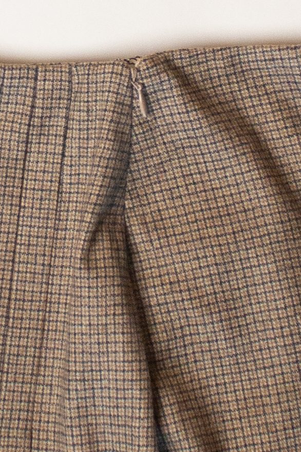 Brown Plaid Pleated Midi Skirt (2000s)