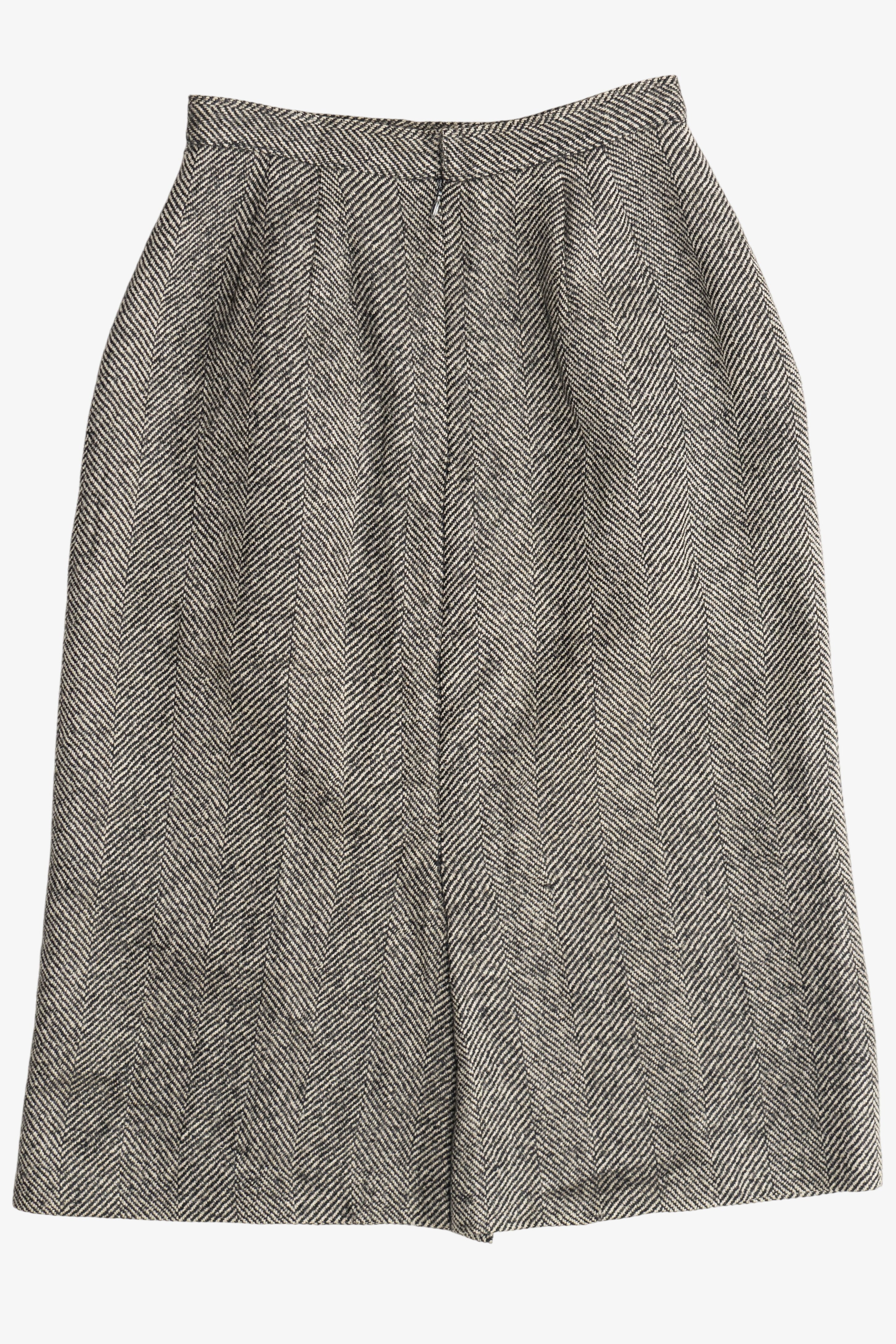 Vintage Herringbone Wool Lined Skirt (1980s)