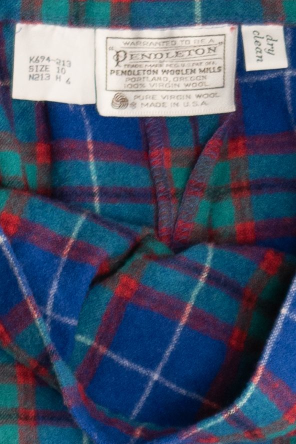 Vintage Pendleton Plaid Wool Midi Skirt (1980s)