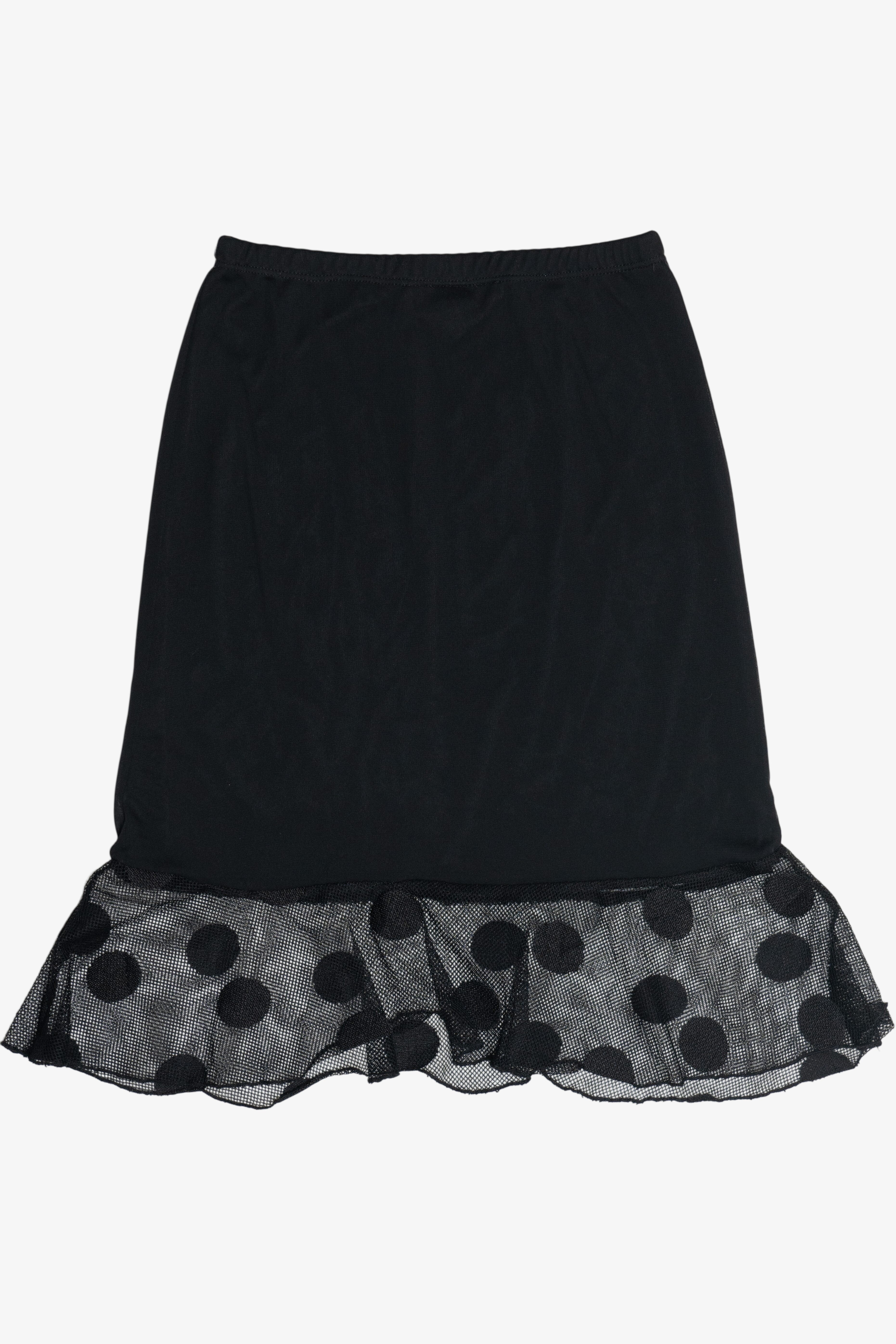 Vintage Polka Dot Peplum Mesh Midi Skirt (1990s)
