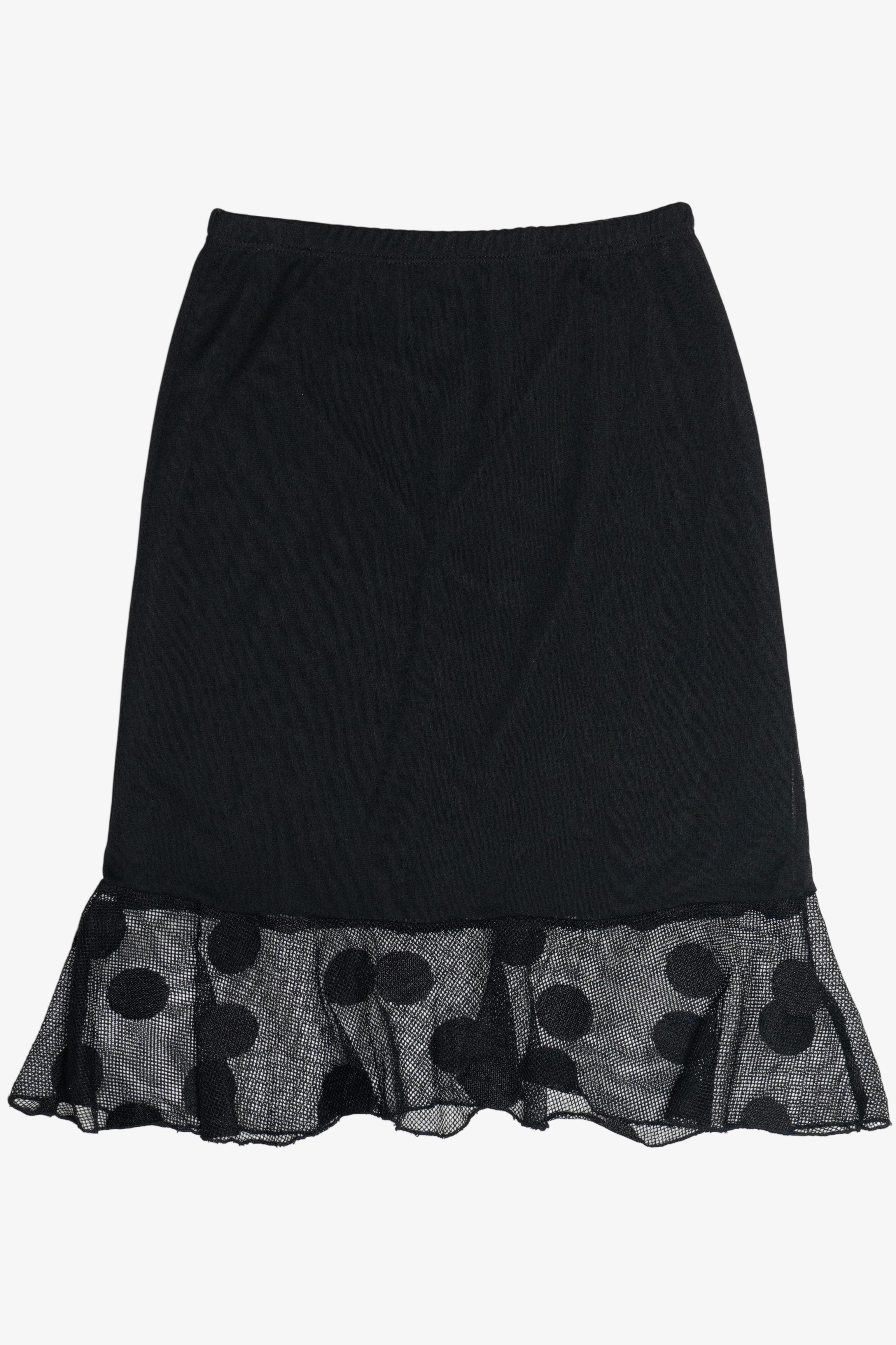 Vintage Polka Dot Peplum Mesh Midi Skirt (1990s)