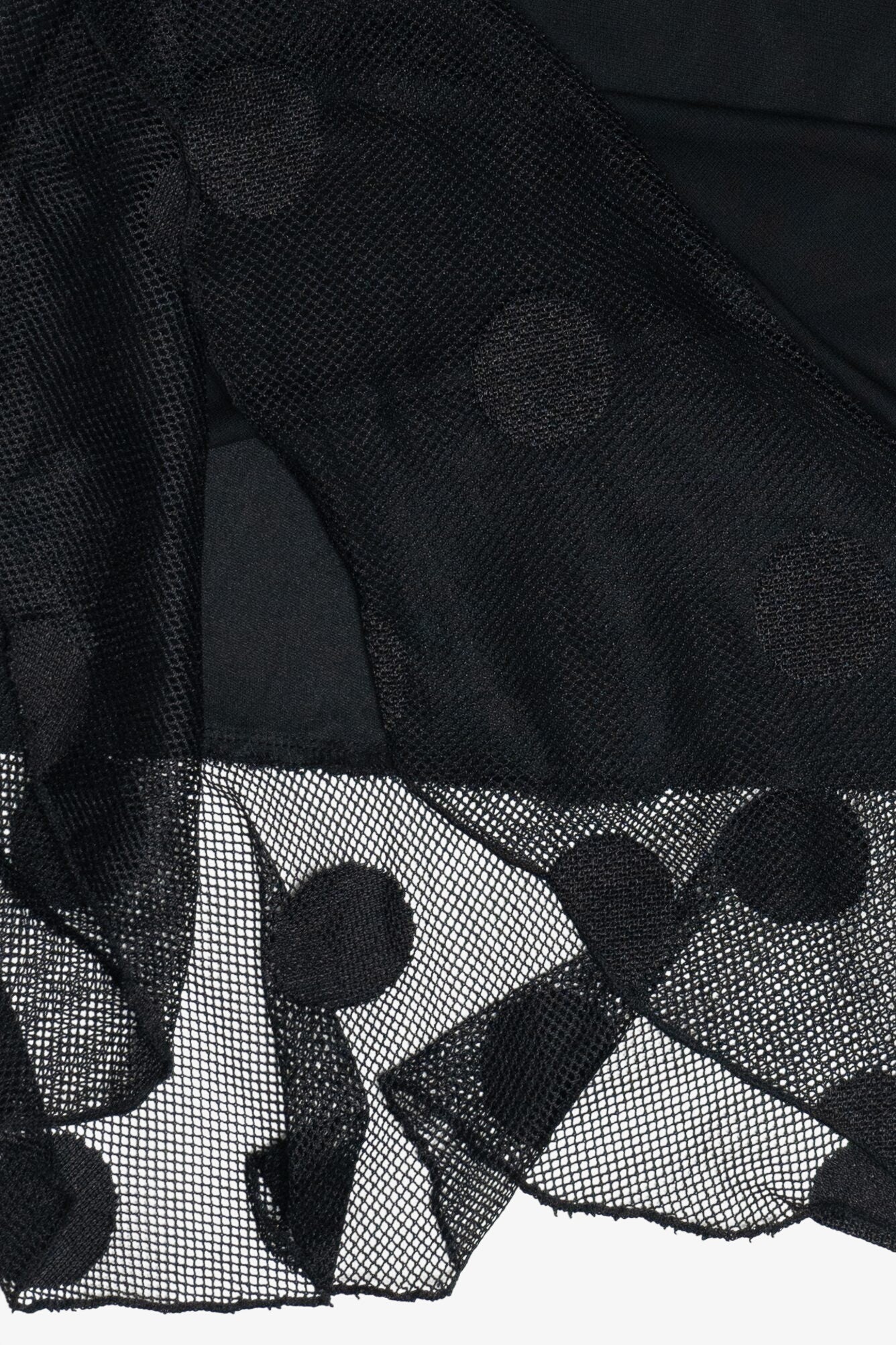 Vintage Polka Dot Peplum Mesh Midi Skirt (1990s)