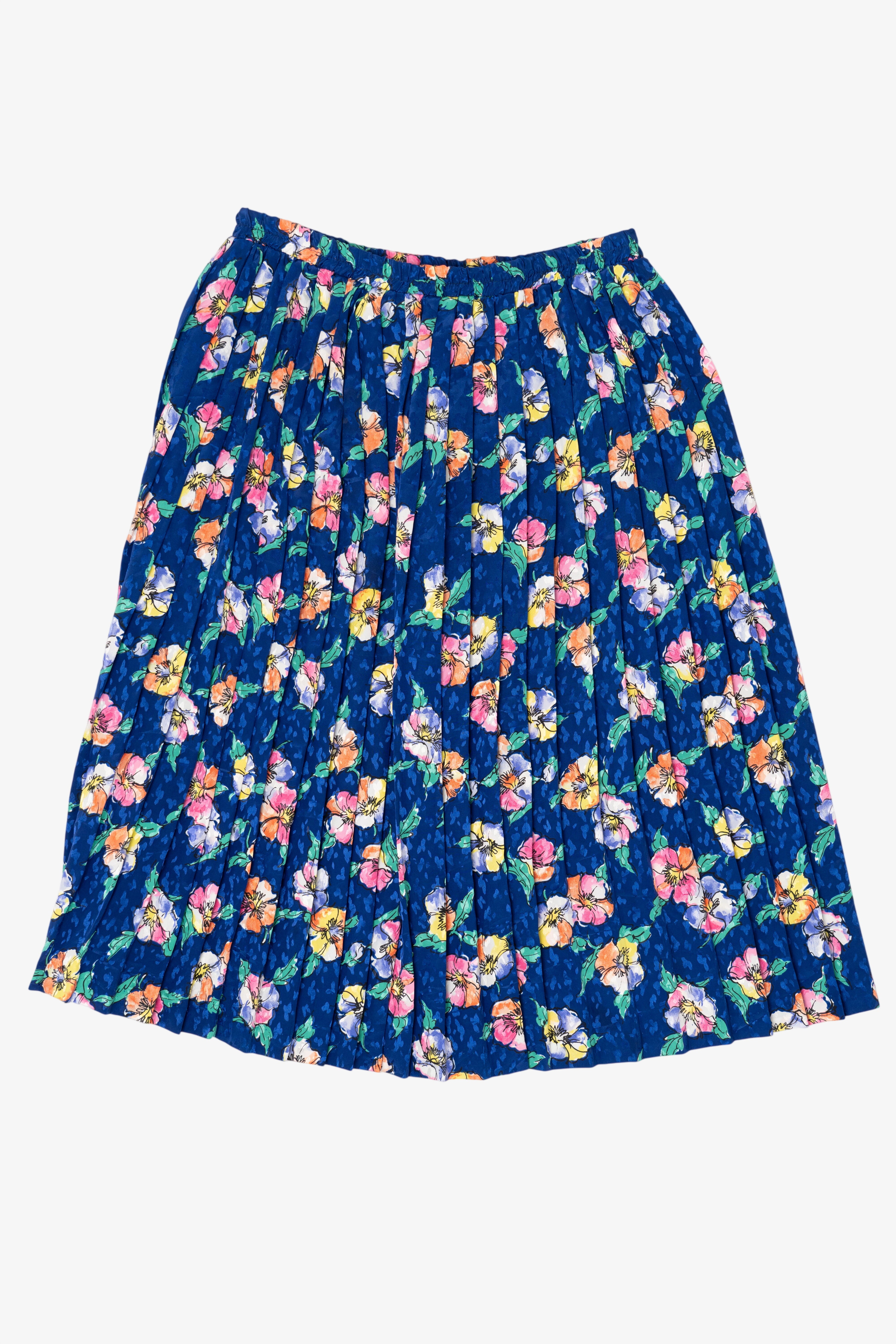 Vintage Blue Andrea Gayle Floral Skirt (1990s)