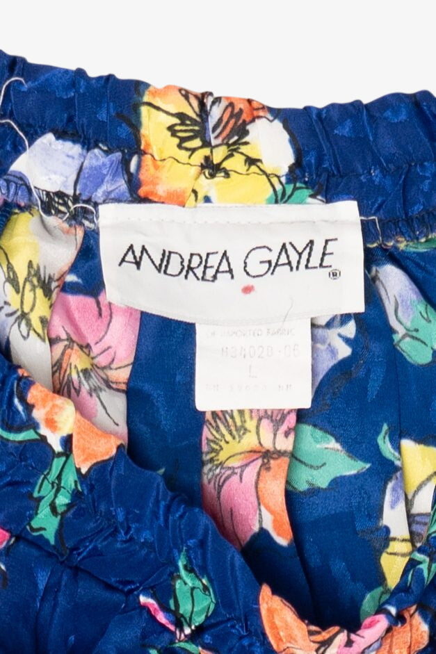Vintage Blue Andrea Gayle Floral Skirt (1990s)