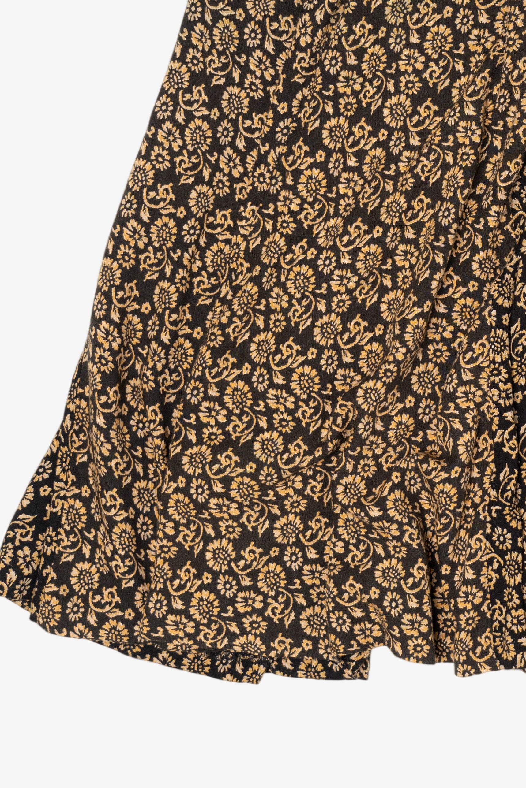 Vintage Black And Yellow Floral Maxi Skirt (1990s)