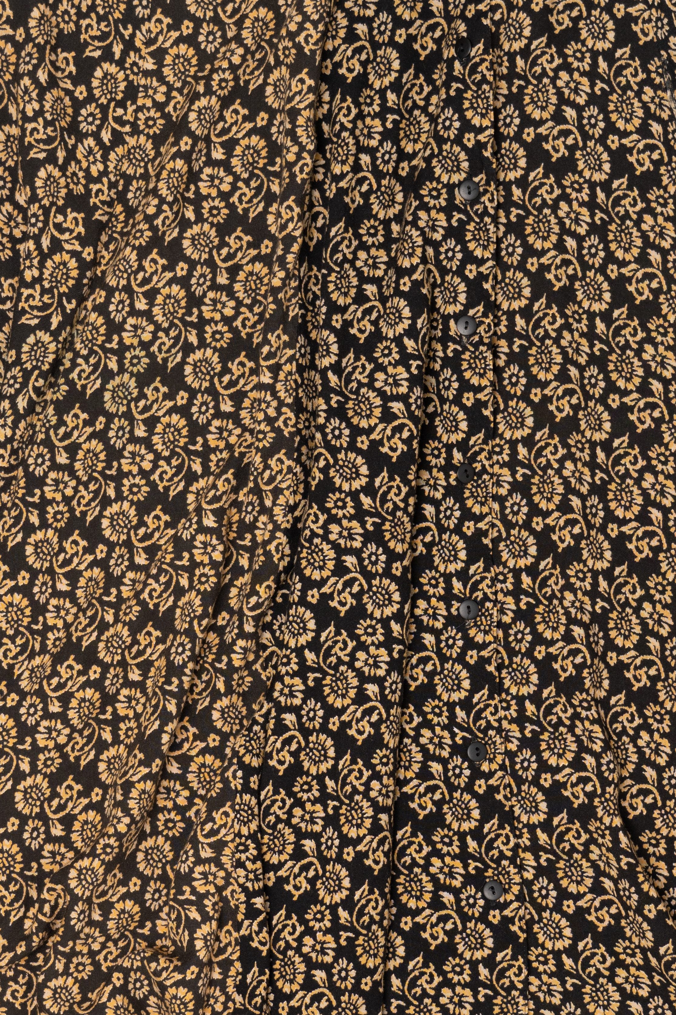 Vintage Black And Yellow Floral Maxi Skirt (1990s)