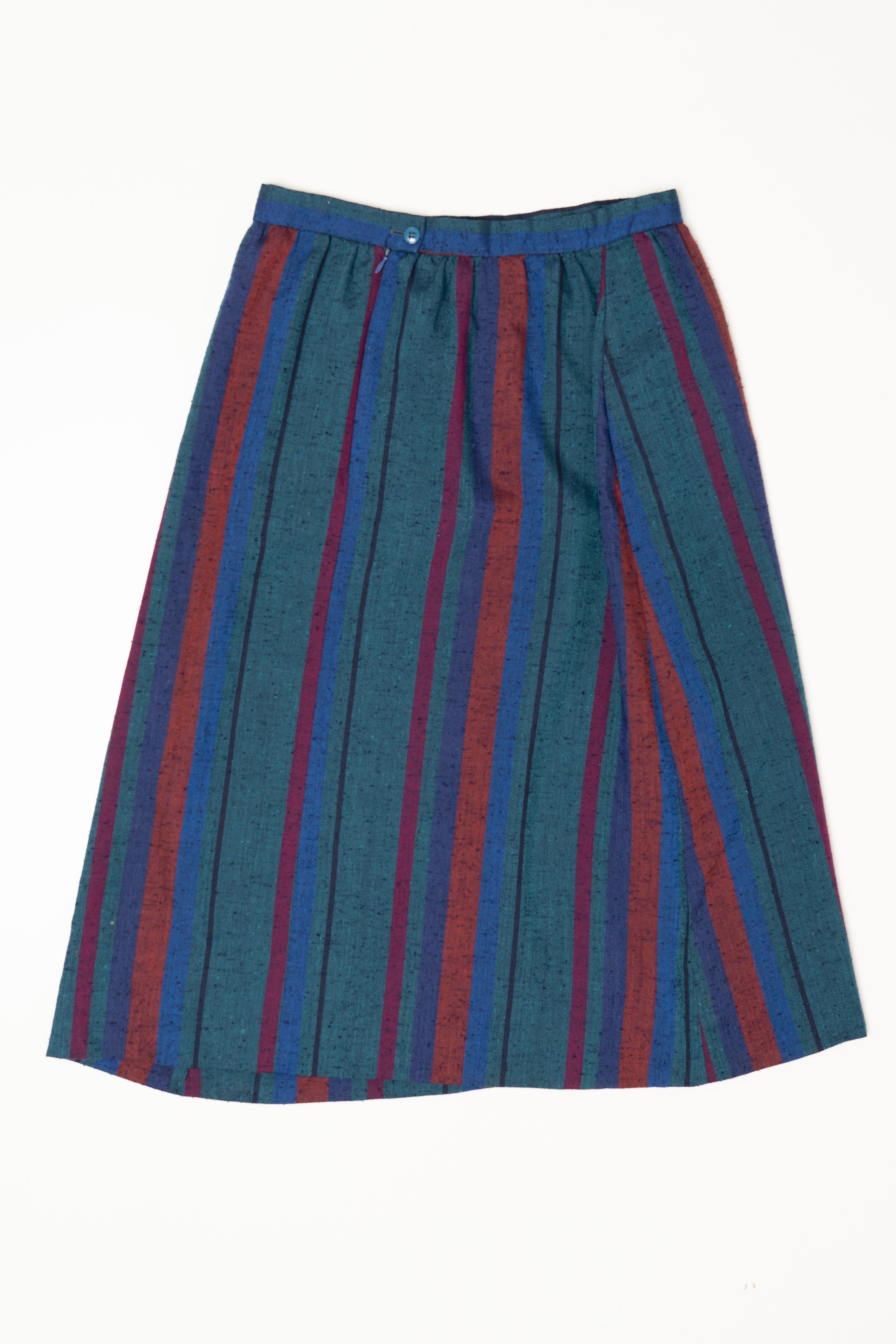 Vintage Striped Teal Gordon Of Philadelphia Skirt (1970s)