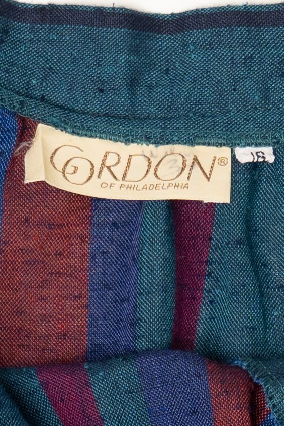 Vintage Striped Teal Gordon Of Philadelphia Skirt (1970s)