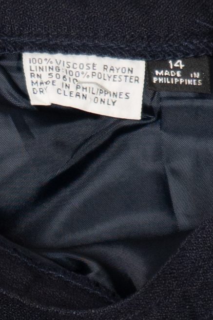 Vintage Navy Blue Midi Pencil Skirt (1990s)