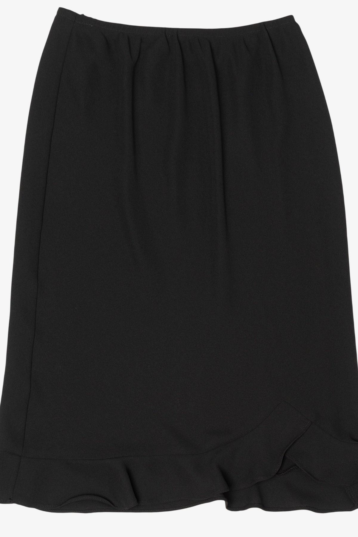 Vintage Black Ruffled Hem Midi Skirt (1990s)