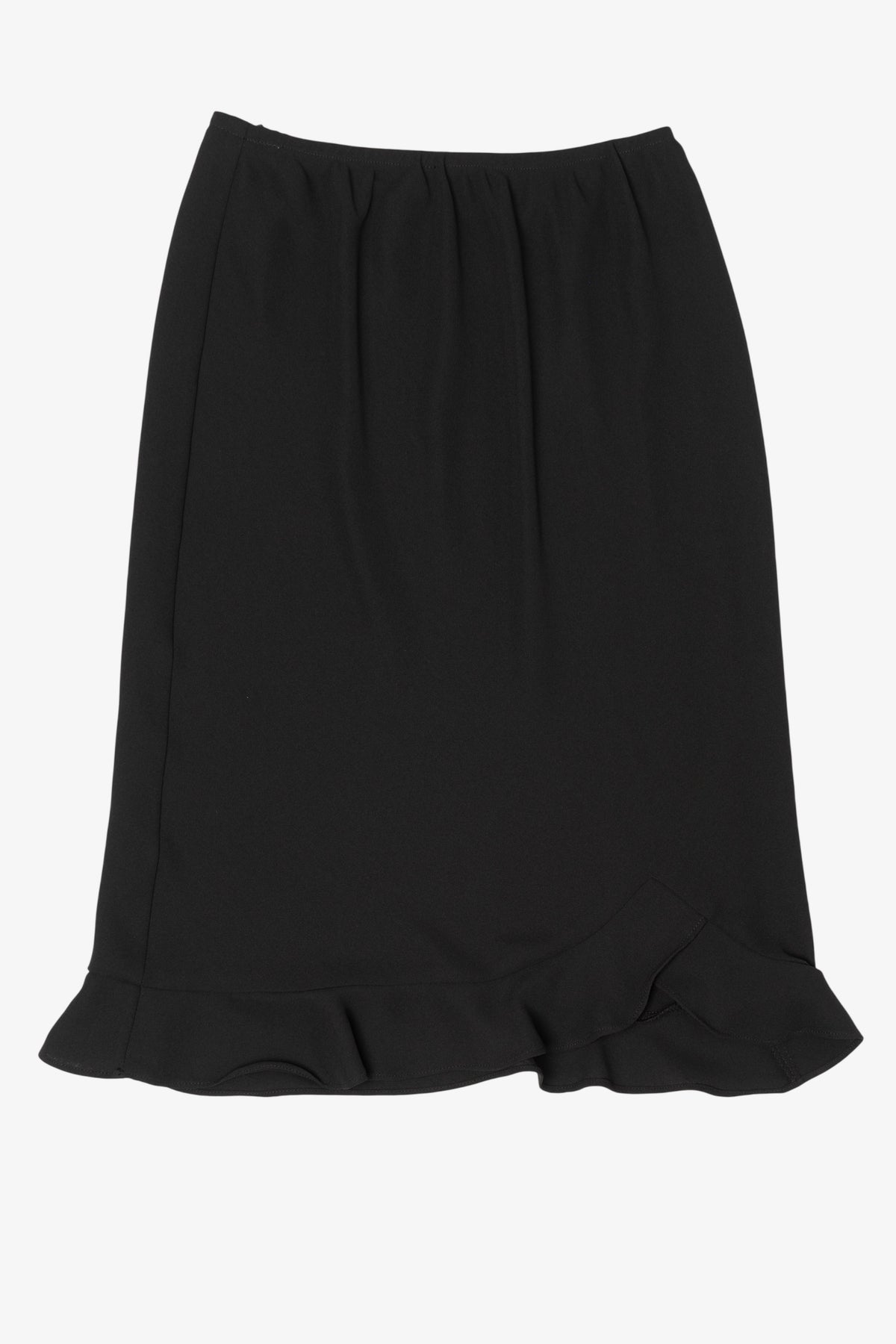 Vintage Black Ruffled Hem Midi Skirt (1990s)
