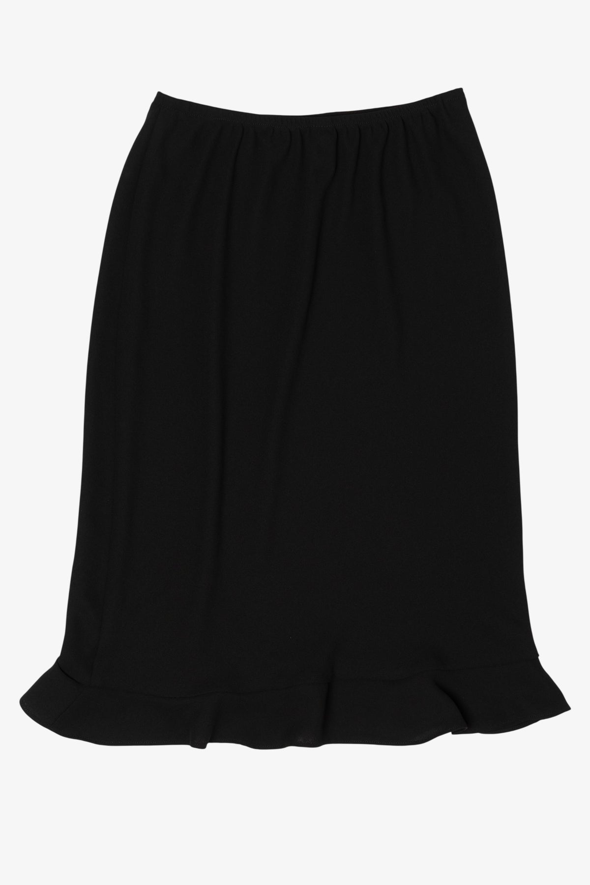 Vintage Black Ruffled Hem Midi Skirt (1990s)