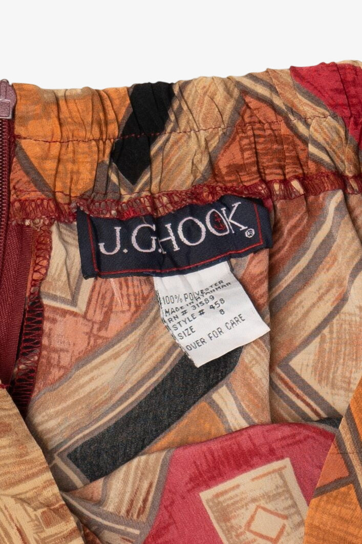Vintage Orange J.G Hook Geometric Skirt (1990s)