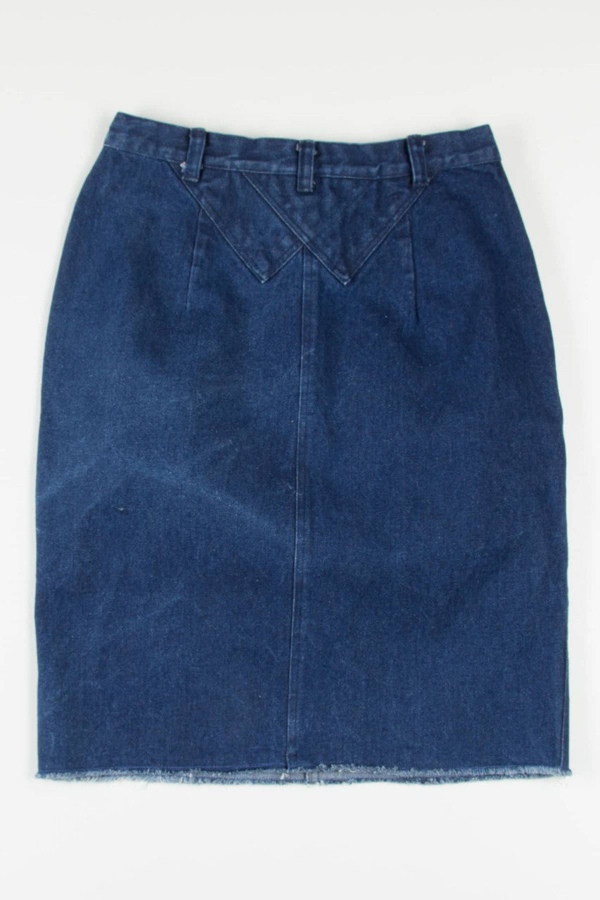 Vintage Chevron Detail Denim Skirt (sz. 13/14)