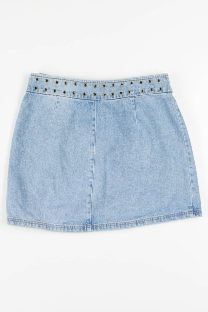 Belt Front Mini Denim Skirt (sz. 14)