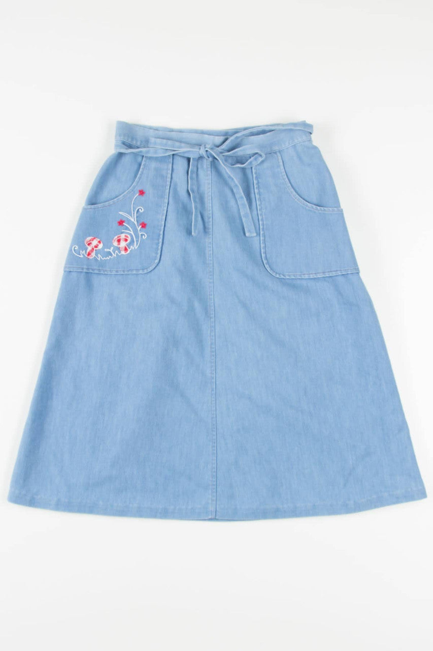Embroidered Mushrooms Wrap Skirt